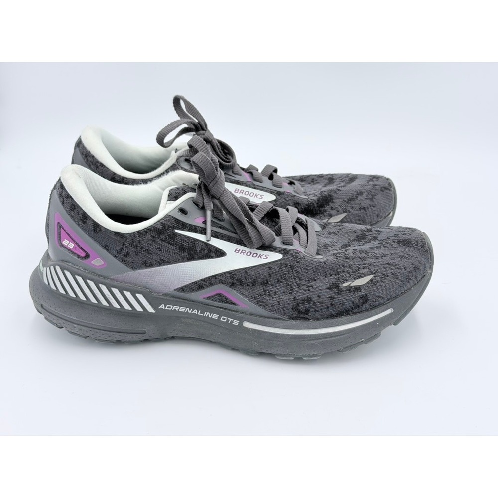 Brooks Adrenaline GTS 23 Womens 6.5 Grey Purple Running Shoes 1203811B072